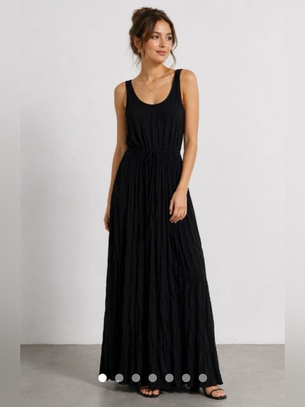 Banana Republic Pleated Lined Drawcord Waistband Maxi Dress In Black Size XS